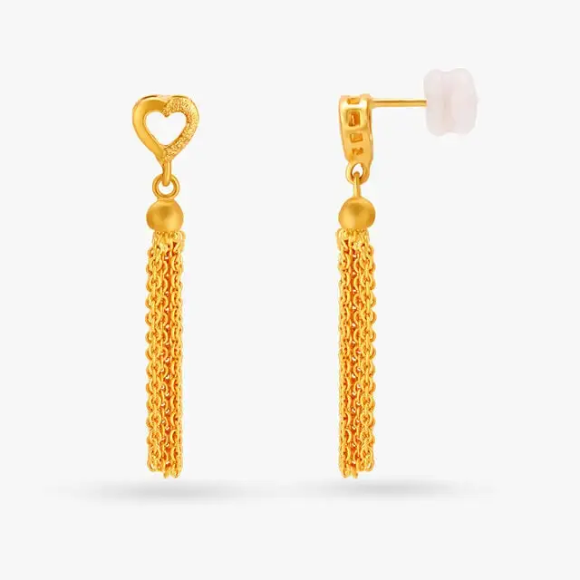 Pear Shape Contemporary Drop Earrings by Tanishq 22k Gold Earrings 1