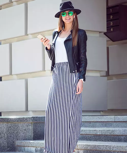 15. Fedora Hat and Maxi Skirt
