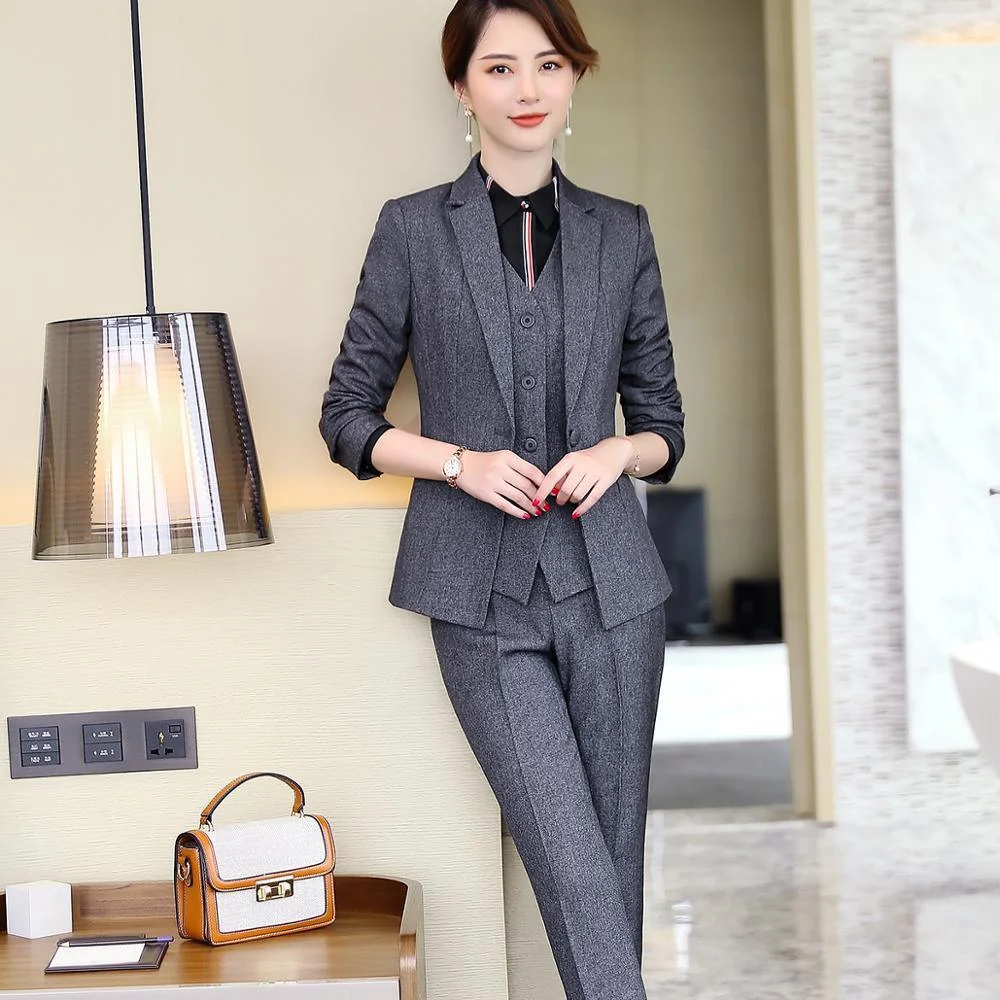 Vest Blazer and Pant 3 Pieces Set Women Pant Suits Office Lady Formal Business Work Career 254e8fc5 efe9 43c1 913a a1b5dadfca06