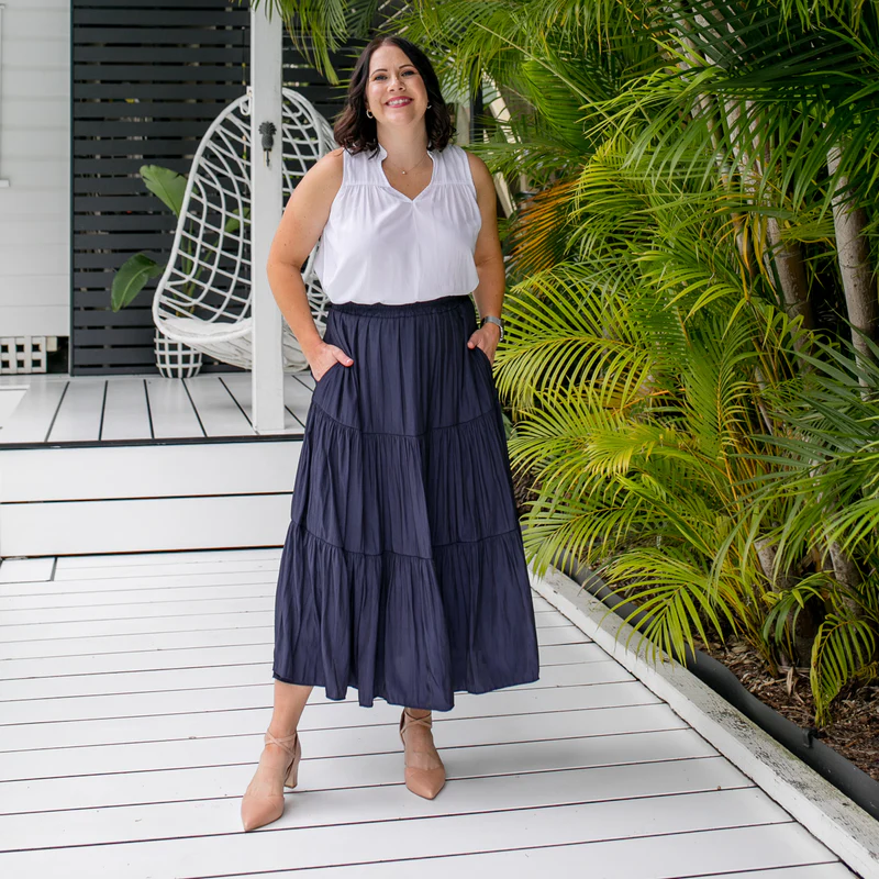 a line skirt with sleeveless top