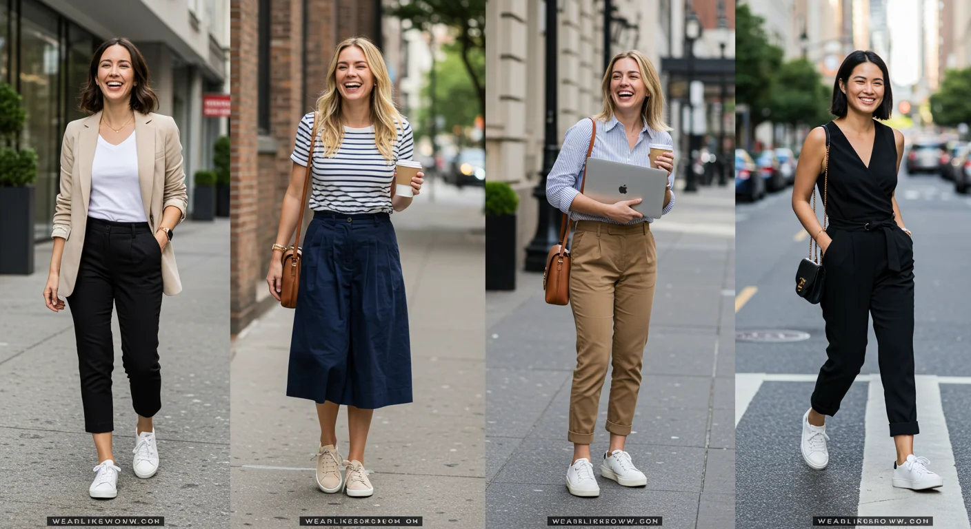 Can I Wear Sneakers for Business Casual Women? 21 Sneakers & Business Casual Women Outfit Sets