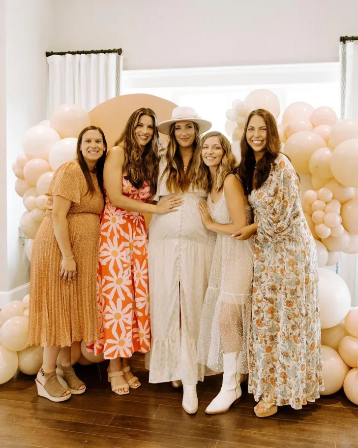 cute patterned midi dresses casual wedge heels cute baby shower outfits for guests