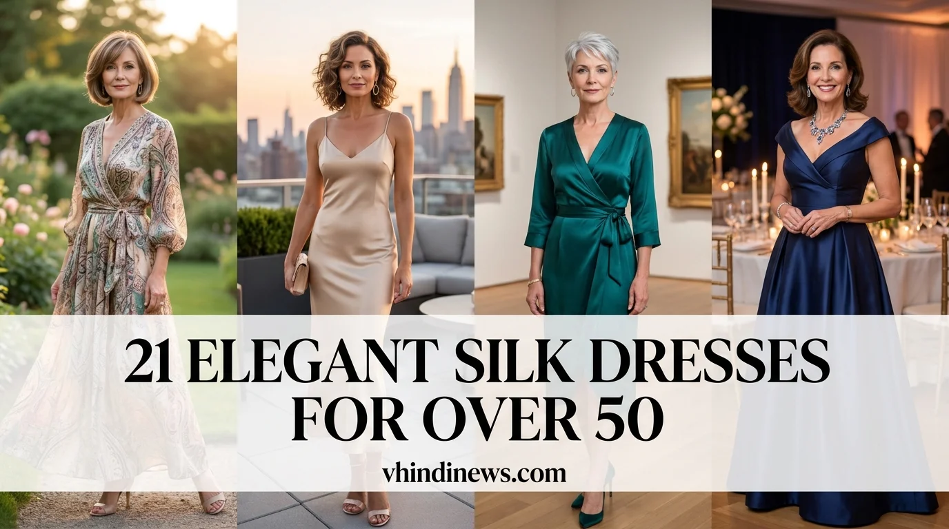 Elegant Silk Dresses for Over 50: 21 Luxurious Timeless Outfit Ideas 1 Women wearing elegant silk dresses 202605291631
